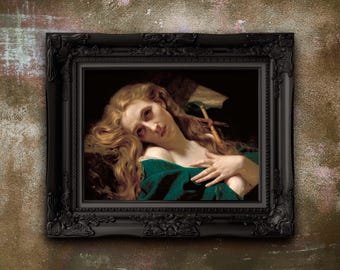 Mary Magdalene in the Cave - Hugues Merle Religious Art Print - Matte Poster