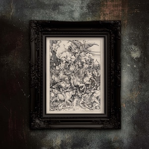 The Four Horsemen of The Apocalypse Poster - Albrecht Durer Vintage Art Print - Woodcut Wall Art
