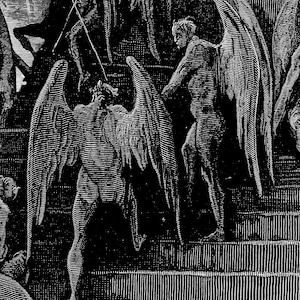 Gustave Dore Satan i rådet Konsttryck | Mörkt ockult Paradise Lost Väggdekor | Gotisk mytologisk gravyr Matt Poster | Dark Academia bild 12