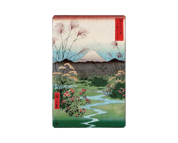 Hiroshige Ukiyo-e Print: Otsuki Plain, Mount Fuji (Digitally Remastered)