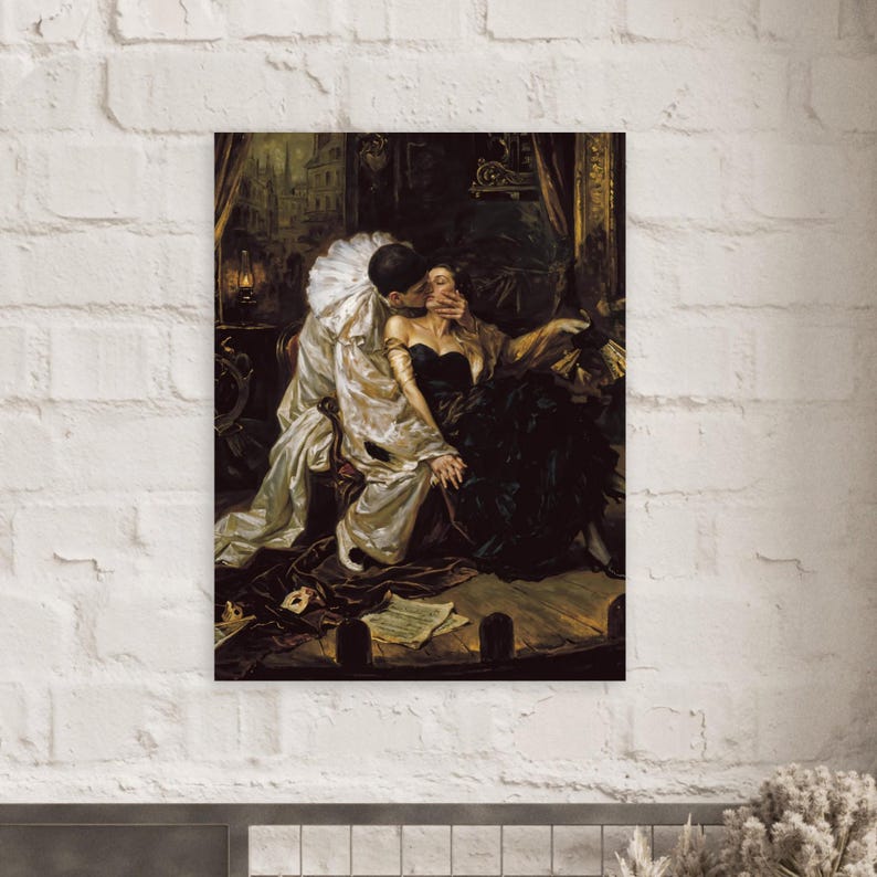 Pierrot’s Kiss Dark Romantic Art Print - Gothic Wall Decor, Moody Victorian Aesthetic Poster, Carlos Bonvalot Inspired Wall Art image 12