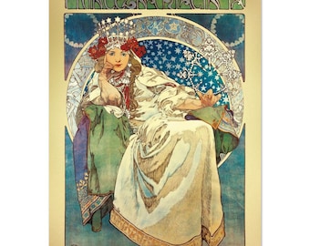 アルフォンス・ミュシャ画 「ヒヤシンス姫」Lサイズ シルクスクリーン ポスター アルフォンス・ミュシャ画 「ヒヤシンス姫」Lサイズ シルクスクリーン