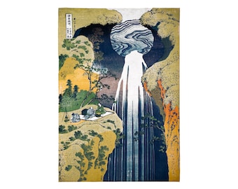 Hokusai Amida Falls Vintage Japanese Print Reproduction