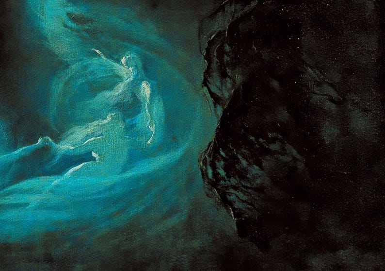 The Fairy Dance  - Dark Art Print by Karl Wilhelm Diefenbach - Premium Matte Paper Print