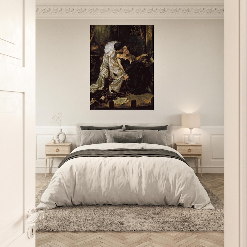 Pierrot’s Kiss Dark Romantic Art Print - Gothic Wall Decor, Moody Victorian Aesthetic Poster, Carlos Bonvalot Inspired Wall Art image 14