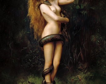 Lilith Print. John Collier Lilith Print. Gothic Art Print Painting Reproduction. Vintage Poster Wall Décor. Digitally Restored Unframed