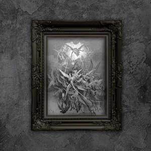 Gustave Dore Print: Paradise Lost, Antique Angel Art (Unframed)