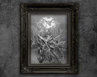 ギュスターヴ・ドーレ 1800年代 ミルトンの失楽園 木版画「サタンの