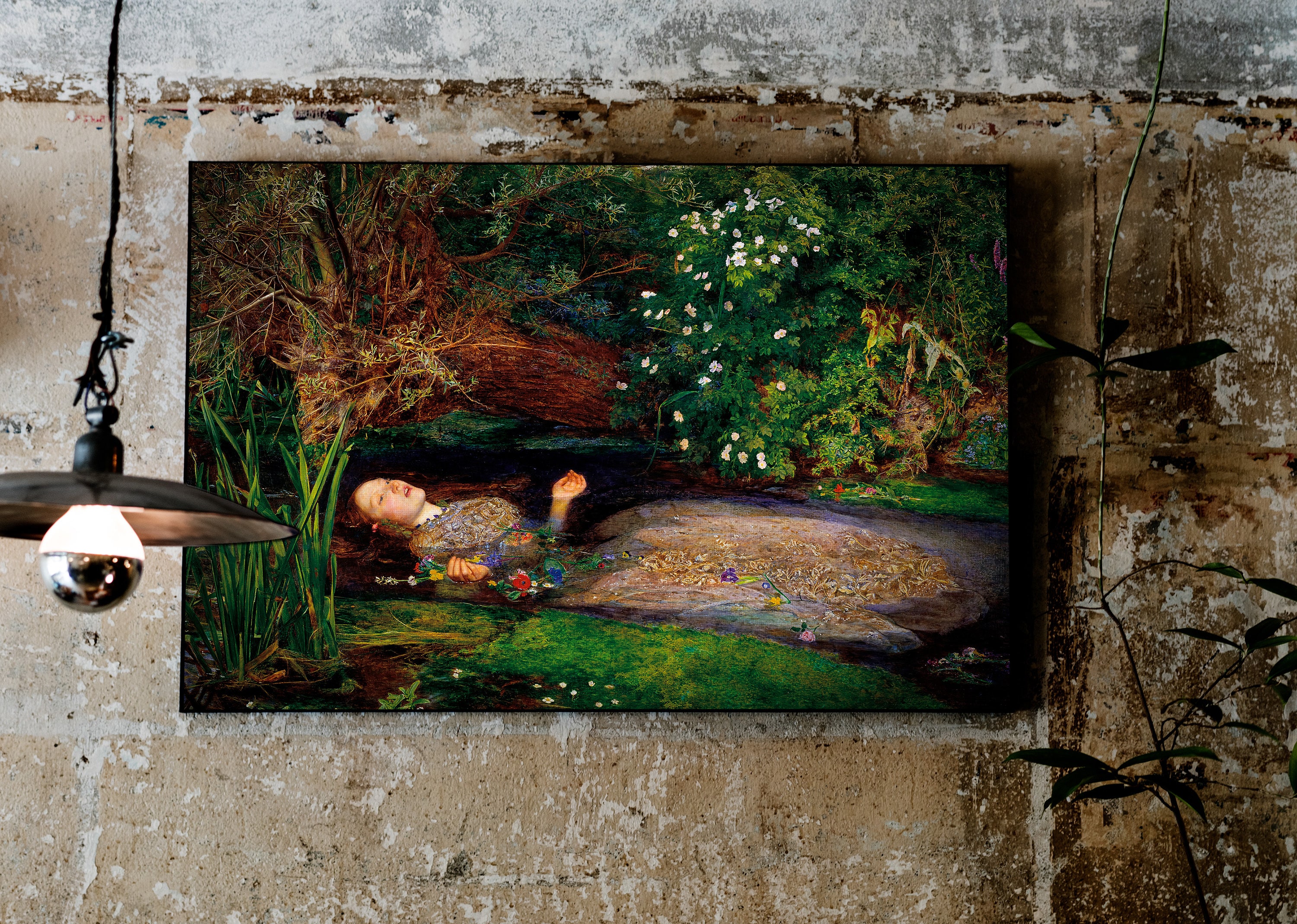 ミレイ作「オフィーリア」キャンバスプリント - ラファエル前派の絵画