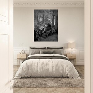 Gustave Dore Satan i rådet Konsttryck | Mörkt ockult Paradise Lost Väggdekor | Gotisk mytologisk gravyr Matt Poster | Dark Academia bild 19