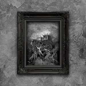 Poster di Gustave Doré "Gli angeli ribelli" - Dark Academia Biblical Art - Stampa senza cornice da Paradiso perduto