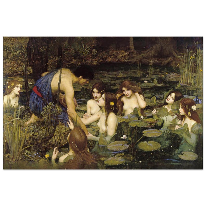 Hylas and the Nymphs Print: Waterhouse Pre-Raphaelite Art Poster 60x90 cm / 24x36″
