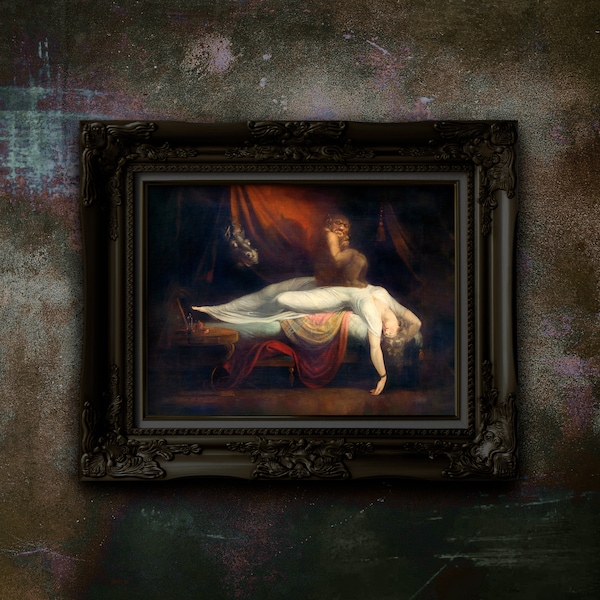 Lámina artística de Fuseli "La Pesadilla": Decoración gótica ocultista, póster mate de antiguo maestro.