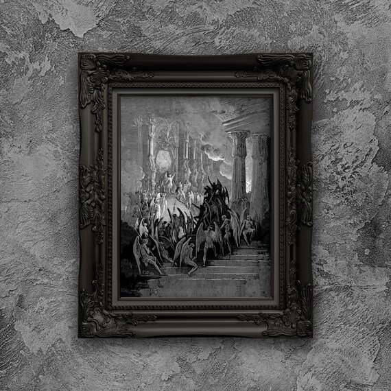 Gustave Dore Satan in Council Print, Paradise Lost Matte Poster