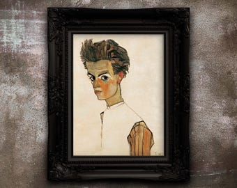 エゴン・シーレ（1890-1918）限定版リトグラフ｜自画像｜サイン - Etsy