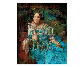 Feelin’ Blue Altered Art Print: Vintage Woman Portrait