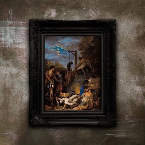 Witches Sabbath Poster: Macabre Medieval Oil Painting Art Print