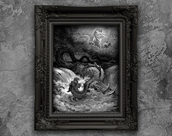 Gustave Dore Print: The Destruction of Leviathan, Vintage Bible Art