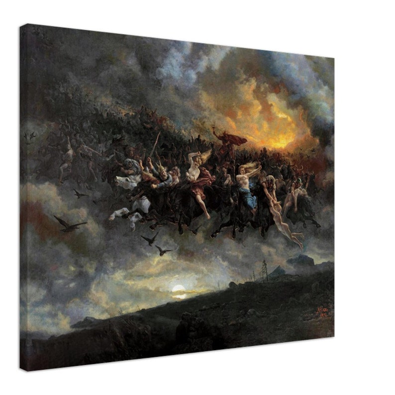 Wild Hunt of Odin Canvas Art: Norse Mythology Print 60x75 cm / 24x30″