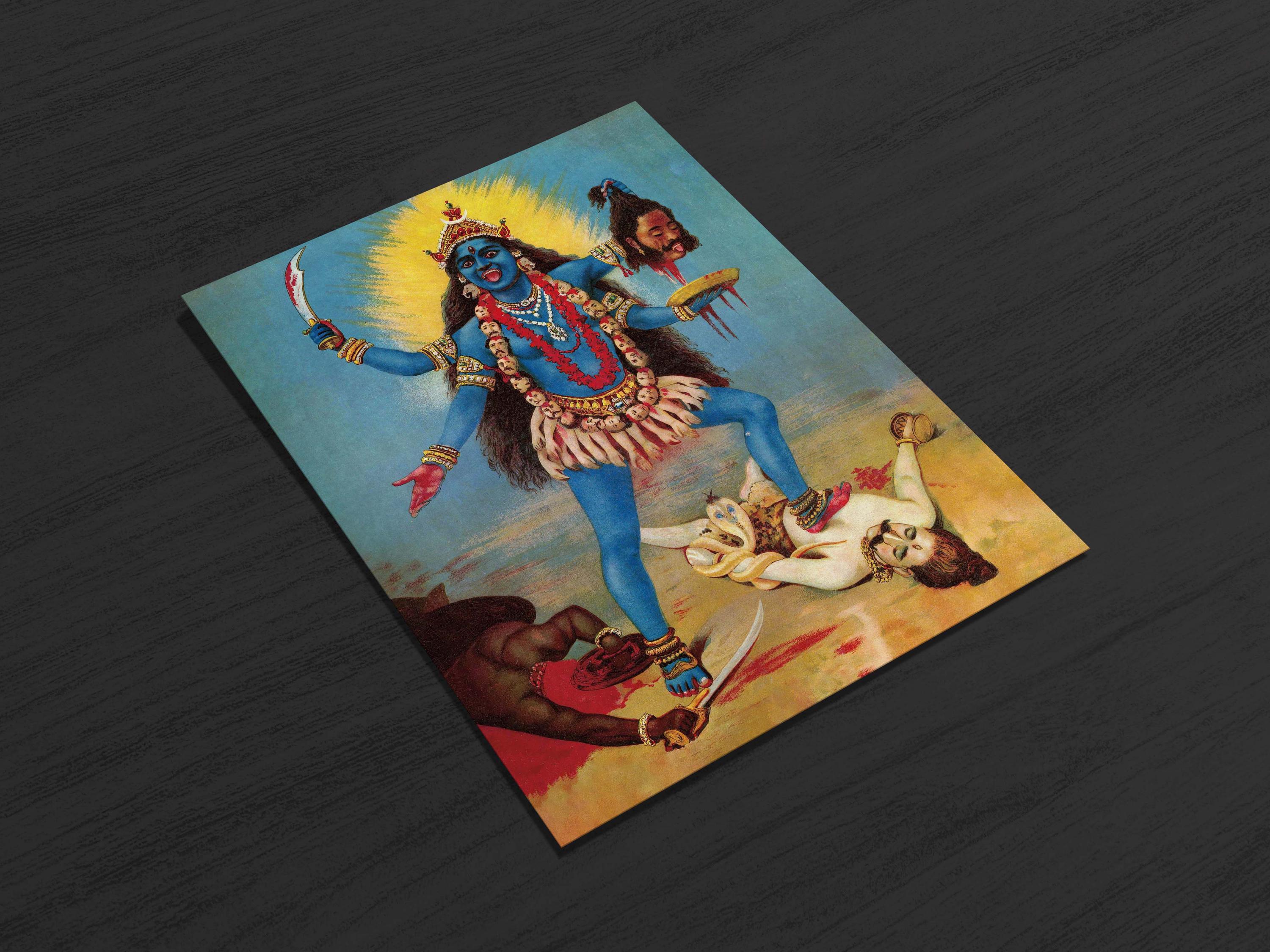 Goddess Kali Art Print: Ravi Varma Remastered Matte Poster - Etsy