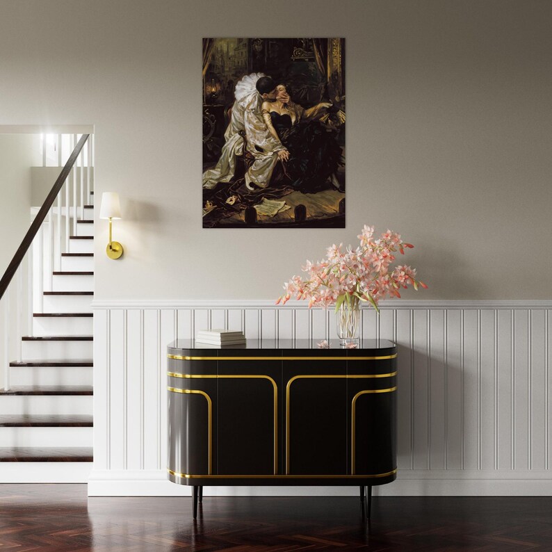 Pierrot’s Kiss Dark Romantic Art Print - Gothic Wall Decor, Moody Victorian Aesthetic Poster, Carlos Bonvalot Inspired Wall Art image 17
