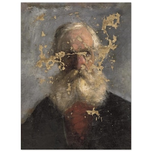 Vintage Moody Man Portrait Oil Painting. Antique Dark Portrait. Classic Wall Art Print. Premium Matte Paper Poster