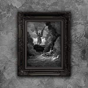 Impresión de Gustave Doré: Satán y Belcebú - Póster de Dark Academia - Paradise Lost Art