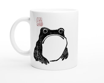 Unimpressed Frog Art Coffee Mug: Japanese Woodblock Print
