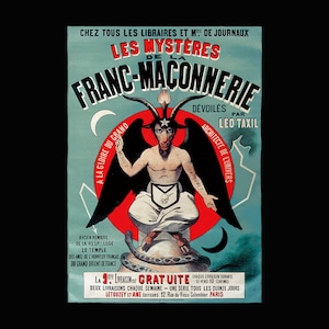 Imprimé Baphomet. Chèvre. Affiche de culte satanique. Diable d&#39;art maléfique maçon. Affiche remasterisée numériquement.