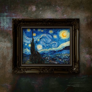 Sternenklare Nacht Kunstdruck von Vincent van Gogh. Impressionistische Malerei Druck. Reproduktion in Museumsqualität. Ungerahmtes Premium Matte Papier Poster