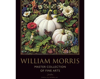 Impression d'art citrouilles d'automne style William Morris : poster mat vintage