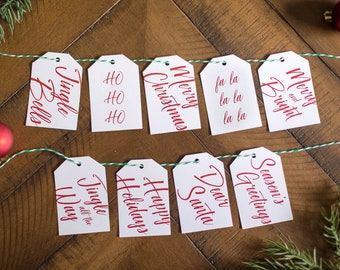 Simple Script Christmas Gift Tags, Modern Holiday Style (Set of 9)