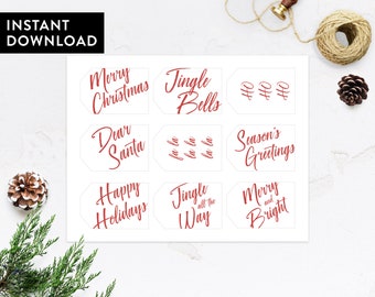 Modern Script Christmas Gift Tags, Printable Holiday Tags (Digital Download)