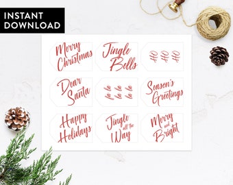 Printable Christmas Gift Tags, Modern Christmas Gift Tags, Script Gift Tags, Holiday Gift Tags, Digital Gift Tags, Minimal Christmas