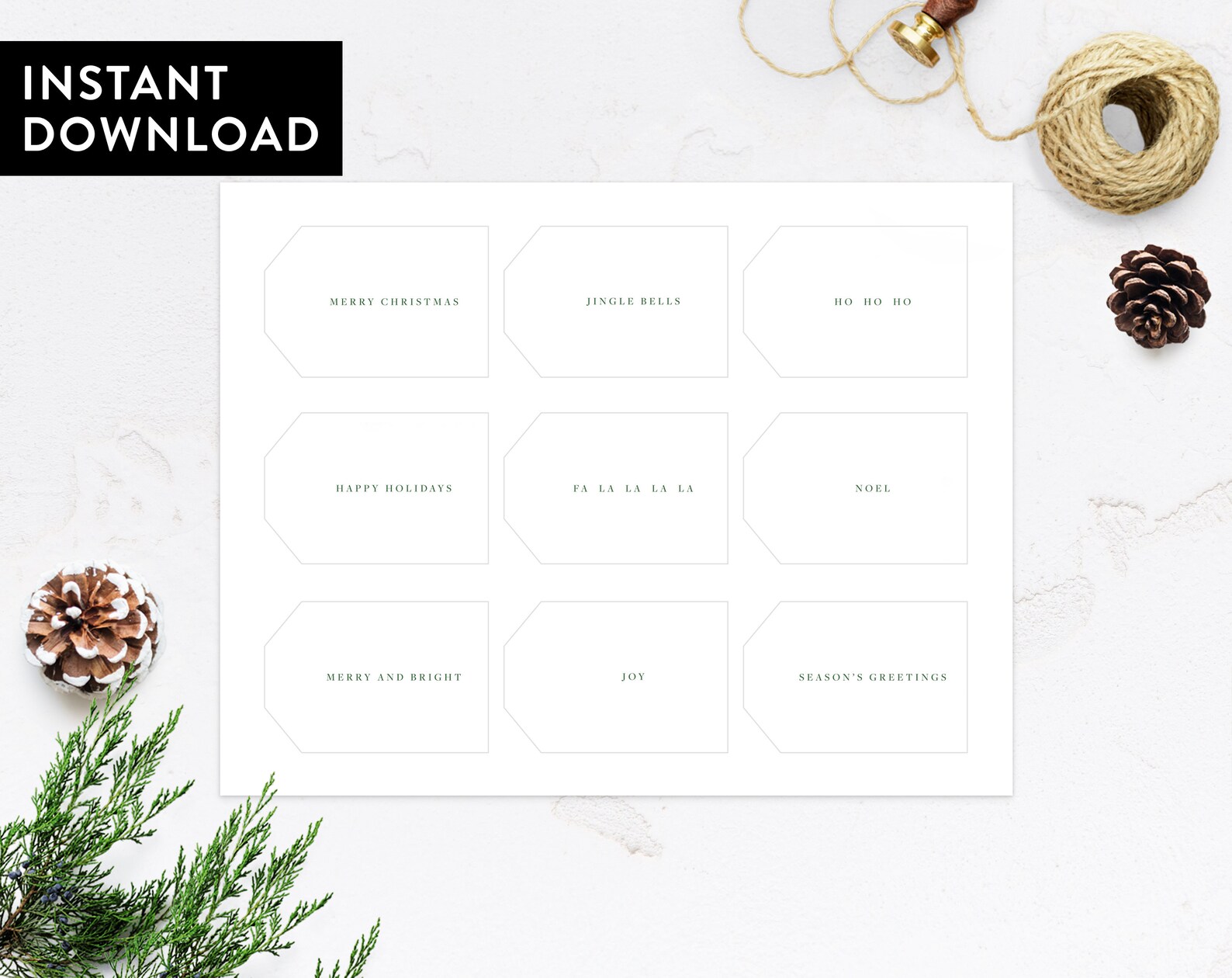 Printable Farmhouse Style Christmas Gift Tags Digital | Etsy