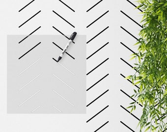 Herringbone Stencil | Geometric Wall Stencil | DIY Projects | Easy to use | Sharpie Wall Stencil | Chevron Wall Stencil | Stencil For Walls