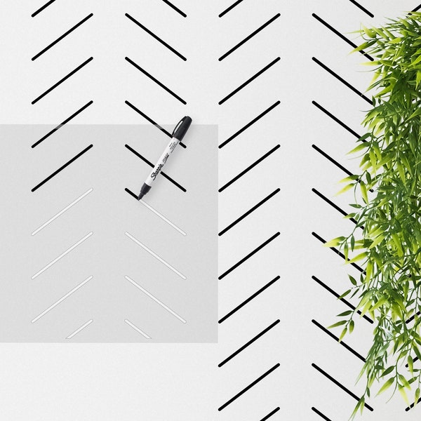 Herringbone Wall Stencil: Geometric DIY Decor (12x12)