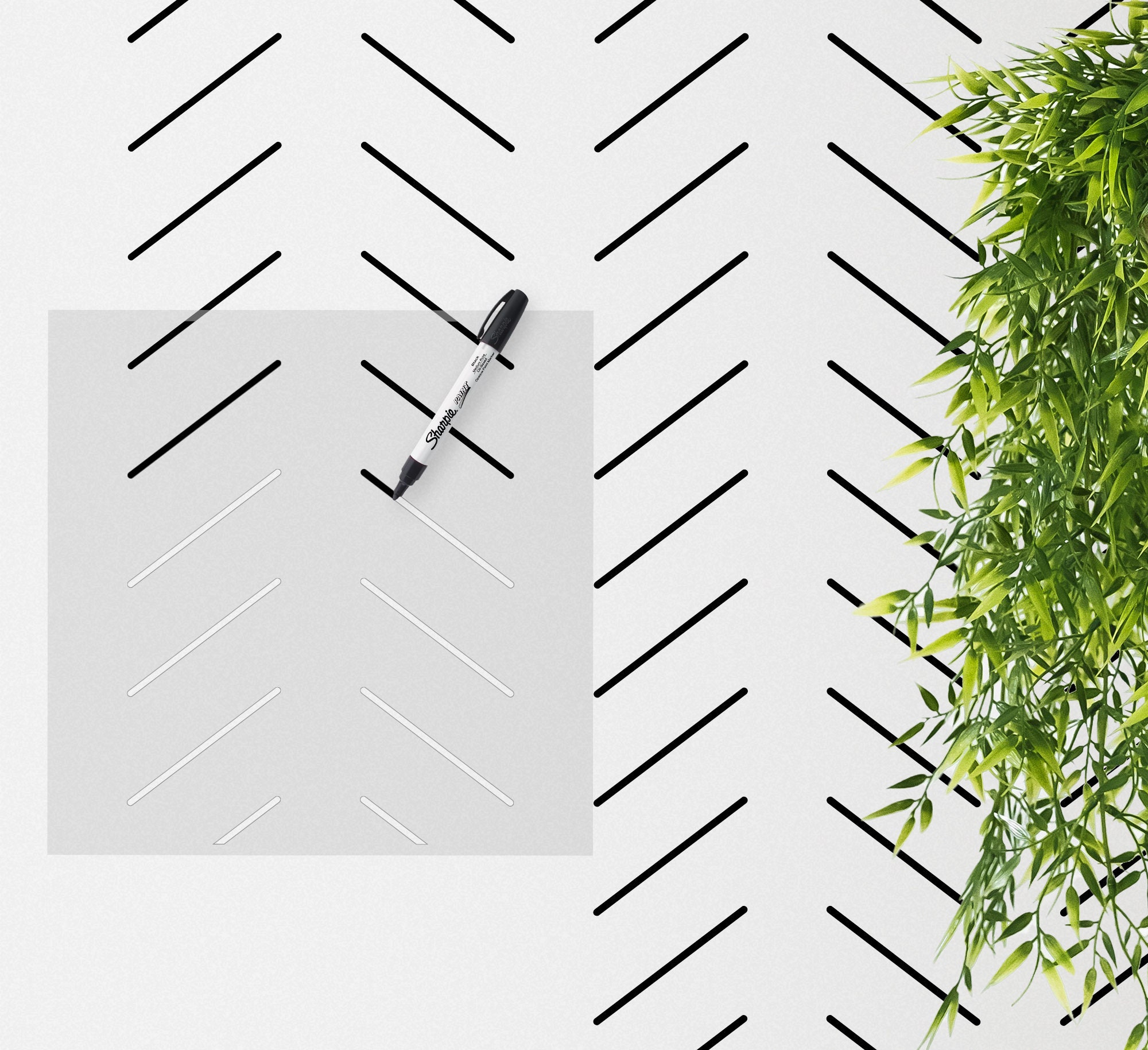 Herringbone Stencil | Geometric Wall Stencil | DIY Projects | Easy to use | Sharpie Wall Stencil | Chevron Wall Stencil | Stencil For Walls