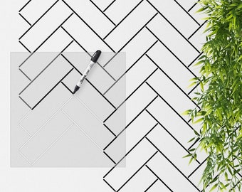 Tile (Herringbone) Stencil | DIY Projects | Easy to use | Sharpie Wall Stencil | Stencil For Walls