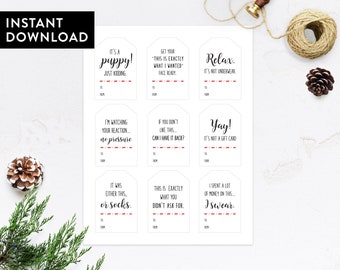 Funny Sarcastic Christmas Gift Tags, Holiday Humor (Digital Download)