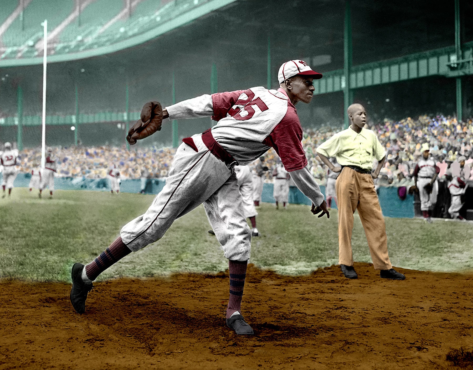 Leroy Satchel Paige - Legendary Negro Leagues Pitcher - COLORIZED