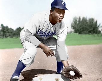 Baseball Legend Jackie Robinson (COLORIZED) - Etsy