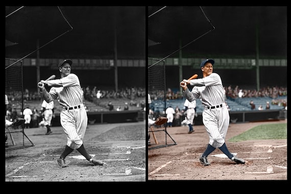 NYヤンキースの伝説、ルー・ゲーリッグ（カラープリント） - Etsy 日本