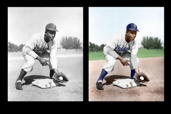 Baseball Legend Jackie Robinson (COLORIZED) - Etsy Canada