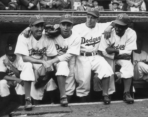 Jackie Robinson First Day W/spider Jorgenson, Pee Wee Reese, & Ed
