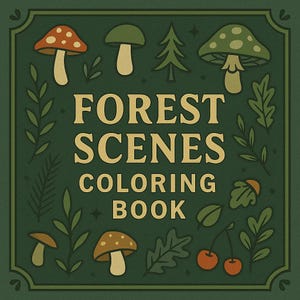 Forest Coloring Book – Peaceful Woodland Scenes | Printable Nature Coloring Pages PDF for Adults | Instant Download