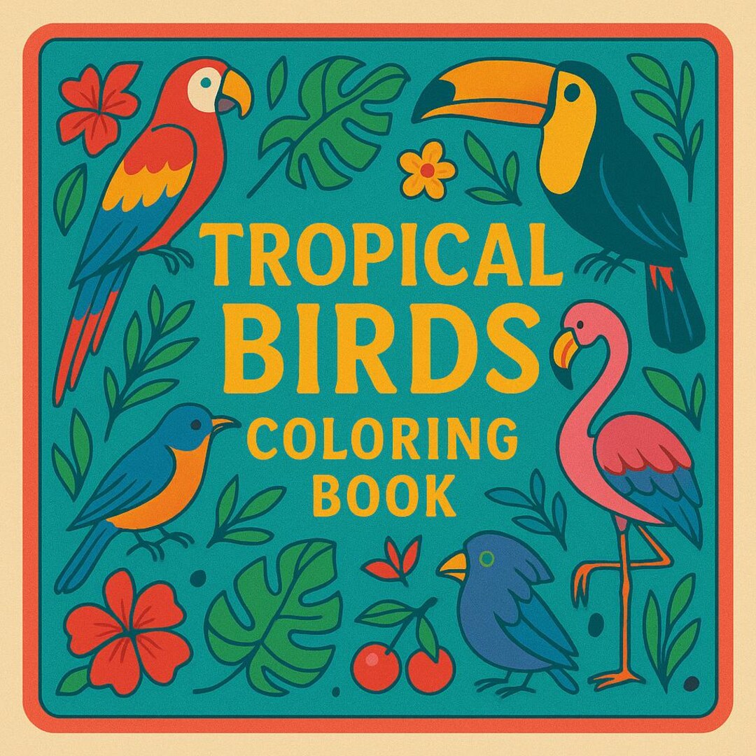 Tropical Birds Coloring Book – Exotic Jungle Printables | Adult ...