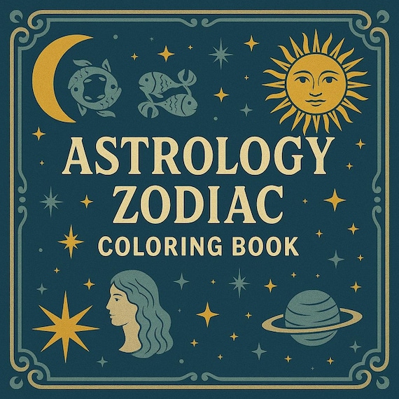 Astrology Coloring Book – Zodiac Sign Printables for Adults and Teens | Celestial Art Pages | Horoscope & Star Chart | Instant Download