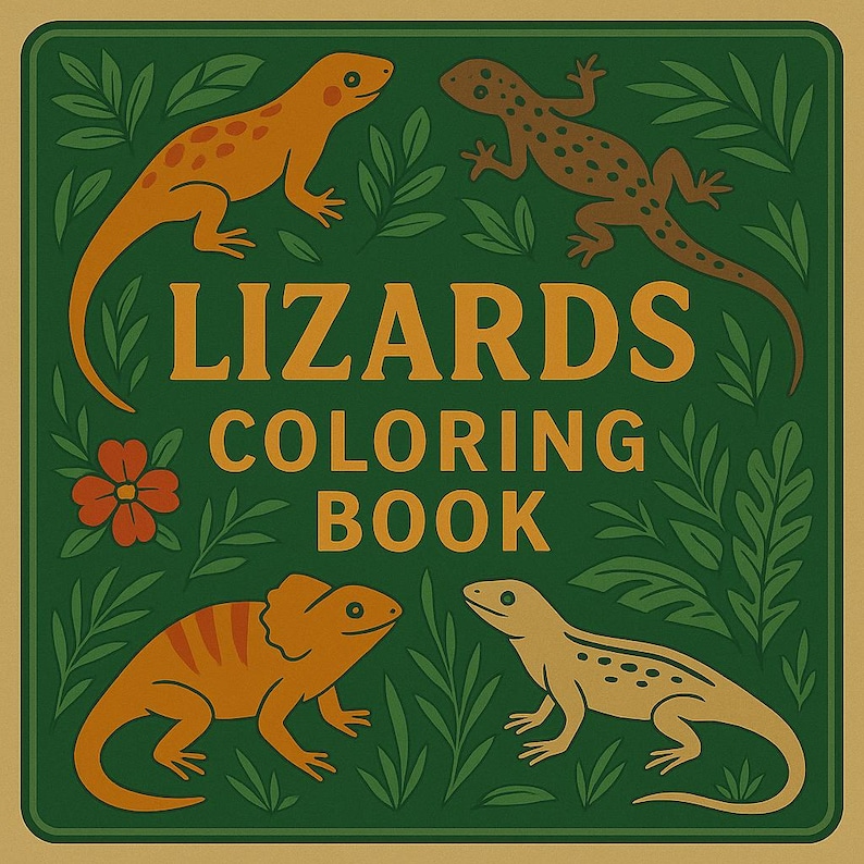 Lizard Vector Color Book Lizards Coloring Book – Reptile Printables for Adults & Kids | Unique ...