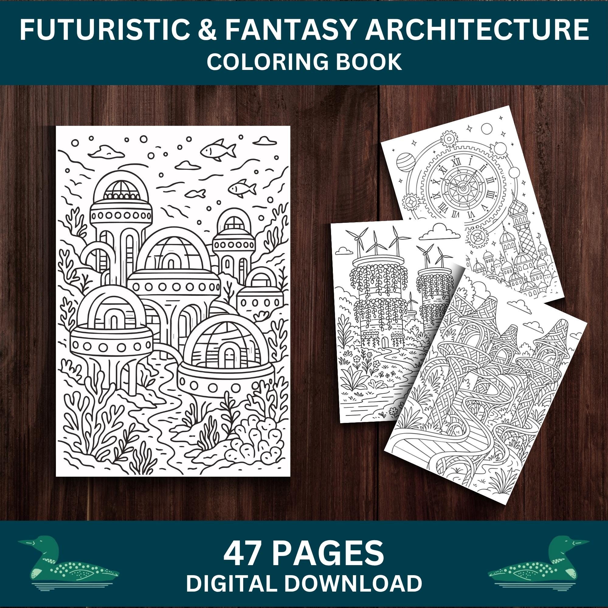Futuristic Fantasy Architecture Coloring Book – Sci-fi Cities ...